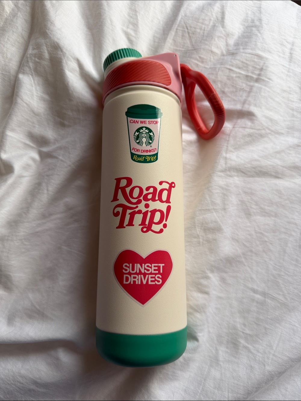 Starbucks 'Road Trip! Sunset Drives' Pink & Cream Travel Bottle - Picture 2 of 5